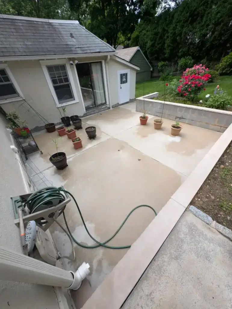 Backyard patio after cleaning